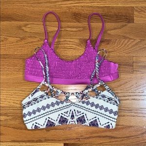 Geometric Print Purple Bikini Top Set of 2 XS